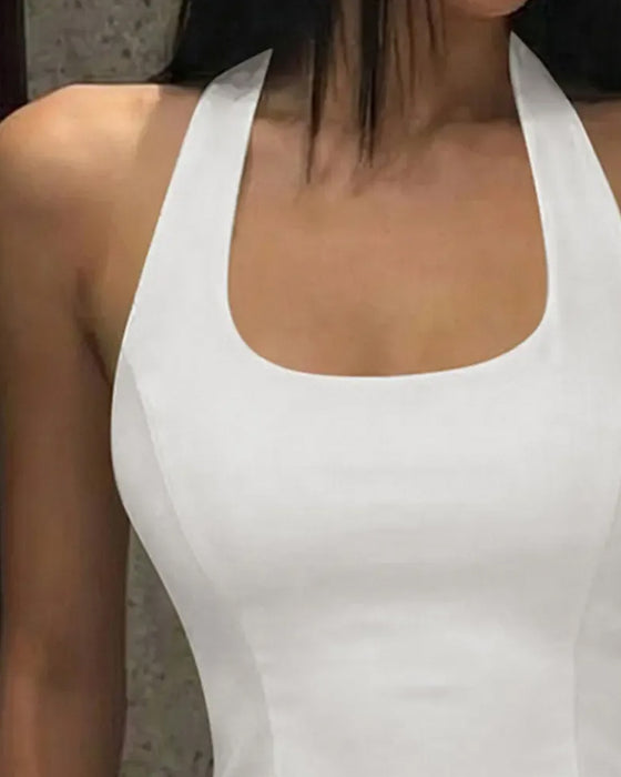 Tank Tops Halter Kwadratowa Szyja Szykowny