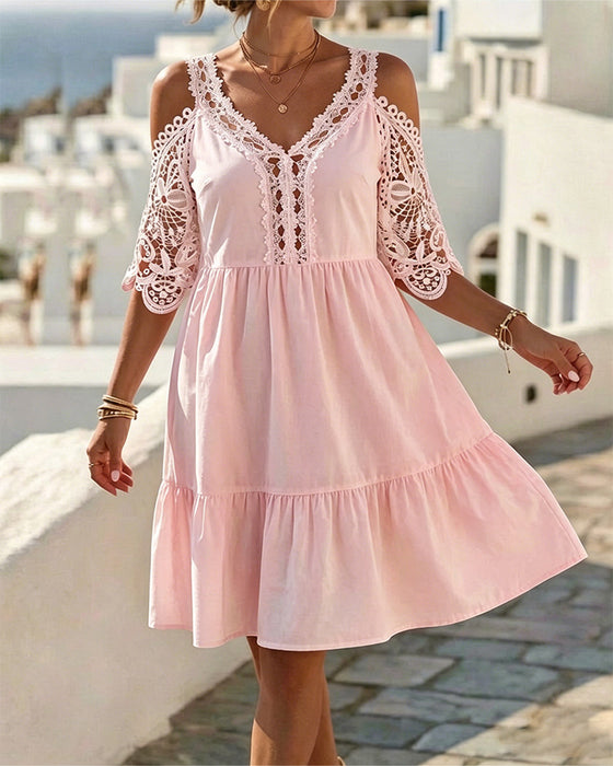 Sukienki Koronka Off-Shoulder Warstwowy Krótki