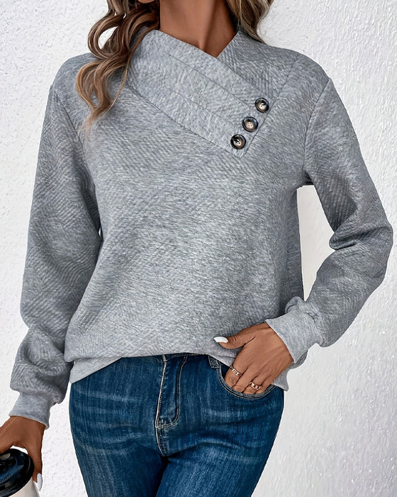 Asymetryczny Sweter Dresowy W Kratę Z Długimi Rękawami