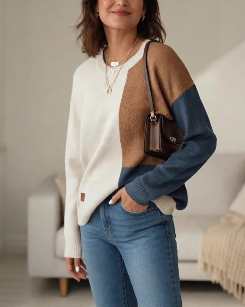 Sweter Color-Block Moda