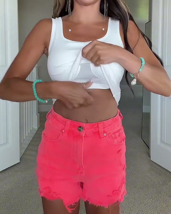 Tank Top Plecy Twist Węzeł Wbudowany Biustonosz
