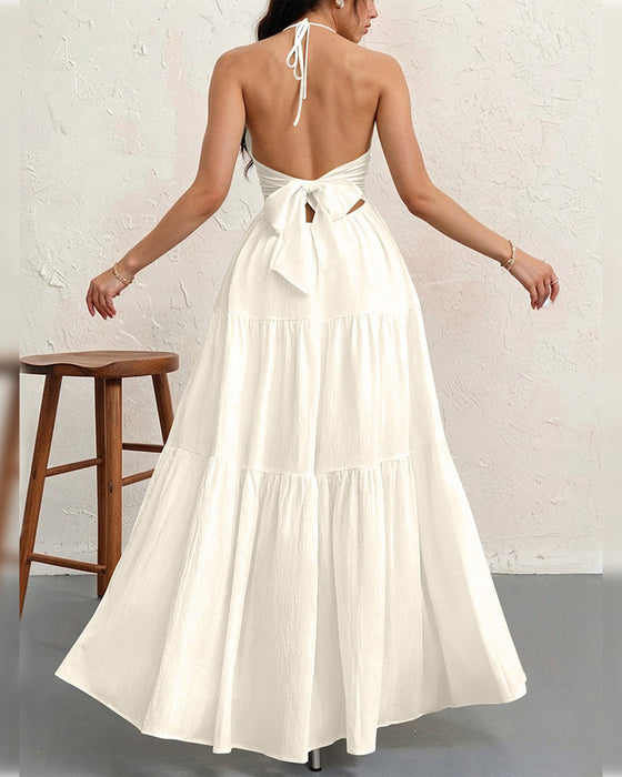 Sukienka Moda Gładki Halter