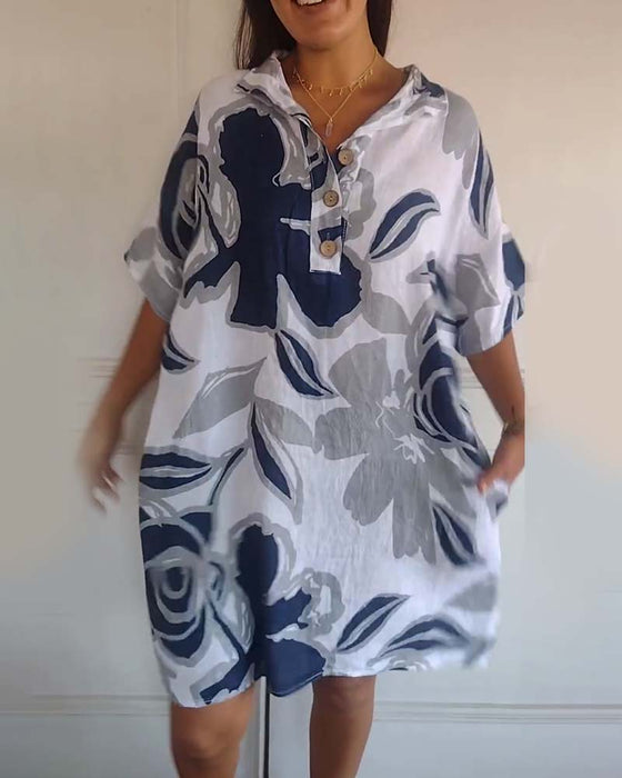 Sukienka z kieszeniami i kwiatowym nadrukiem