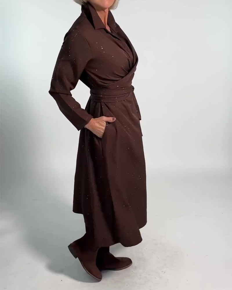 Stylowa Migocząca Sukienka Z Modelowaniem Talii