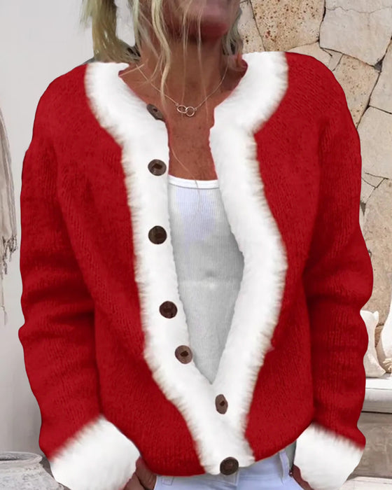 Modny Kardigan Z Długim Rękawem W Kontrastowym Kolorze