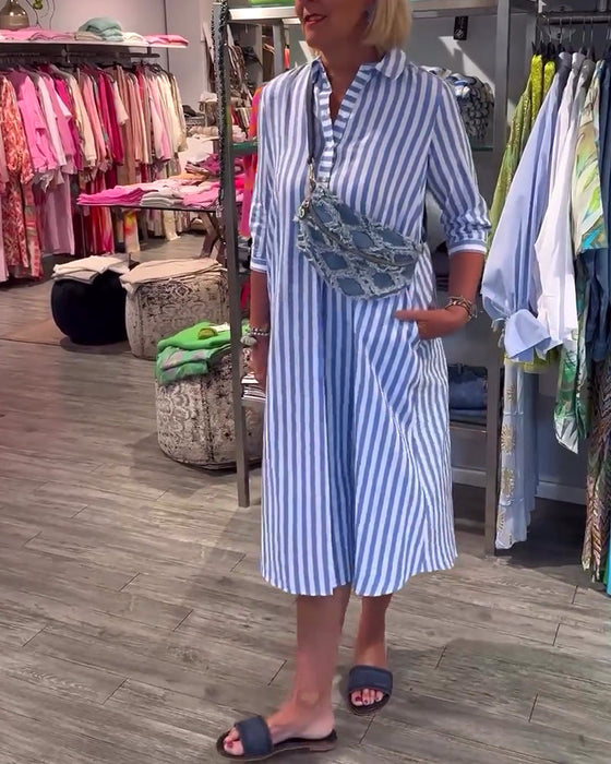 Sukienka w paski zapinana na guziki