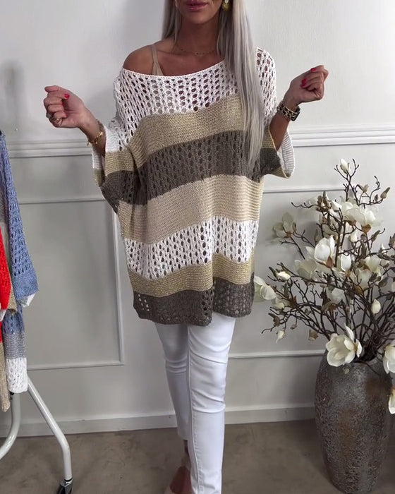 Sweter z długimi rękawami i blokami kolorów