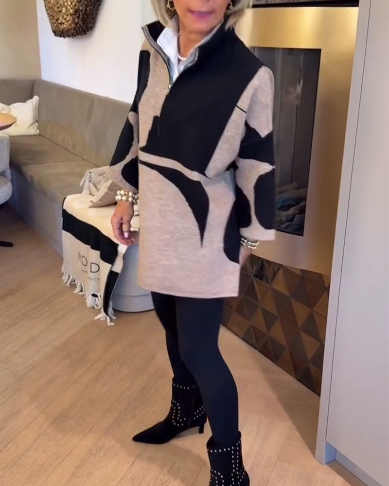 Sweter Z Półzamkiem I Modnym Stójkowym Kołnierzem