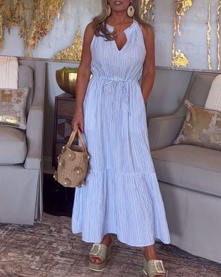 Sukienka bez rękawów z nadrukiem w paski