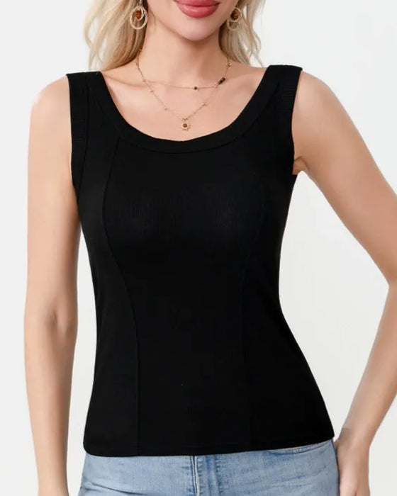 Top Cami Jednokolorowy Z Wbudowanym Biustonoszem