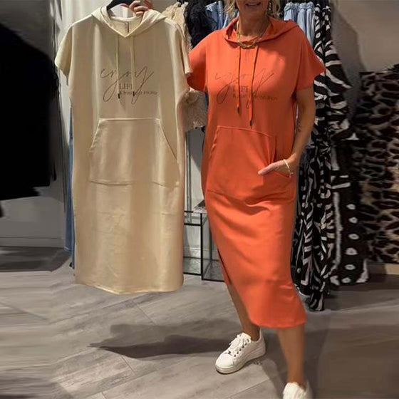 Sukienka Z Kapturem Casual Sznurek