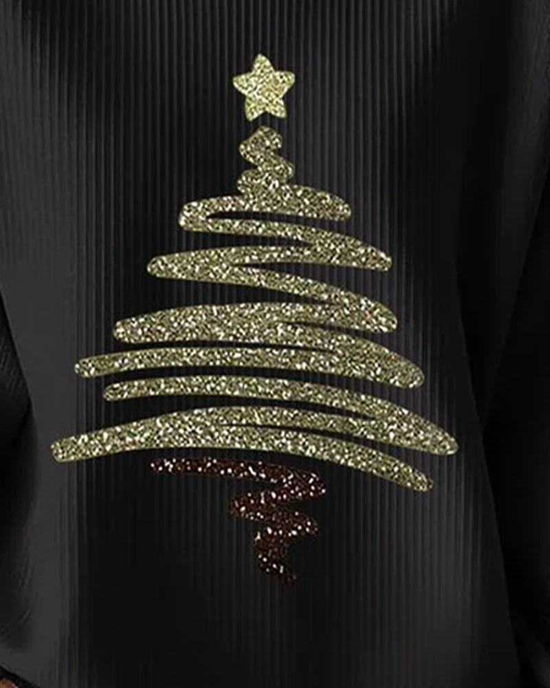 Bluza Luźna Wgłębienia Świąteczny Nadruk