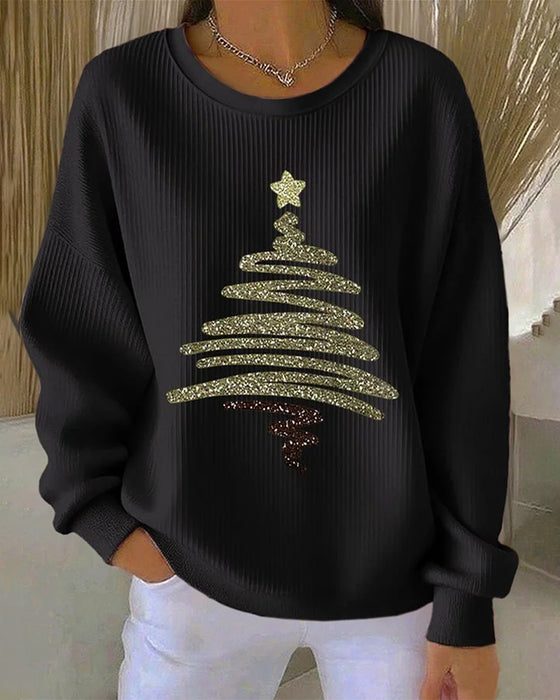 Bluza Luźna Wgłębienia Świąteczny Nadruk