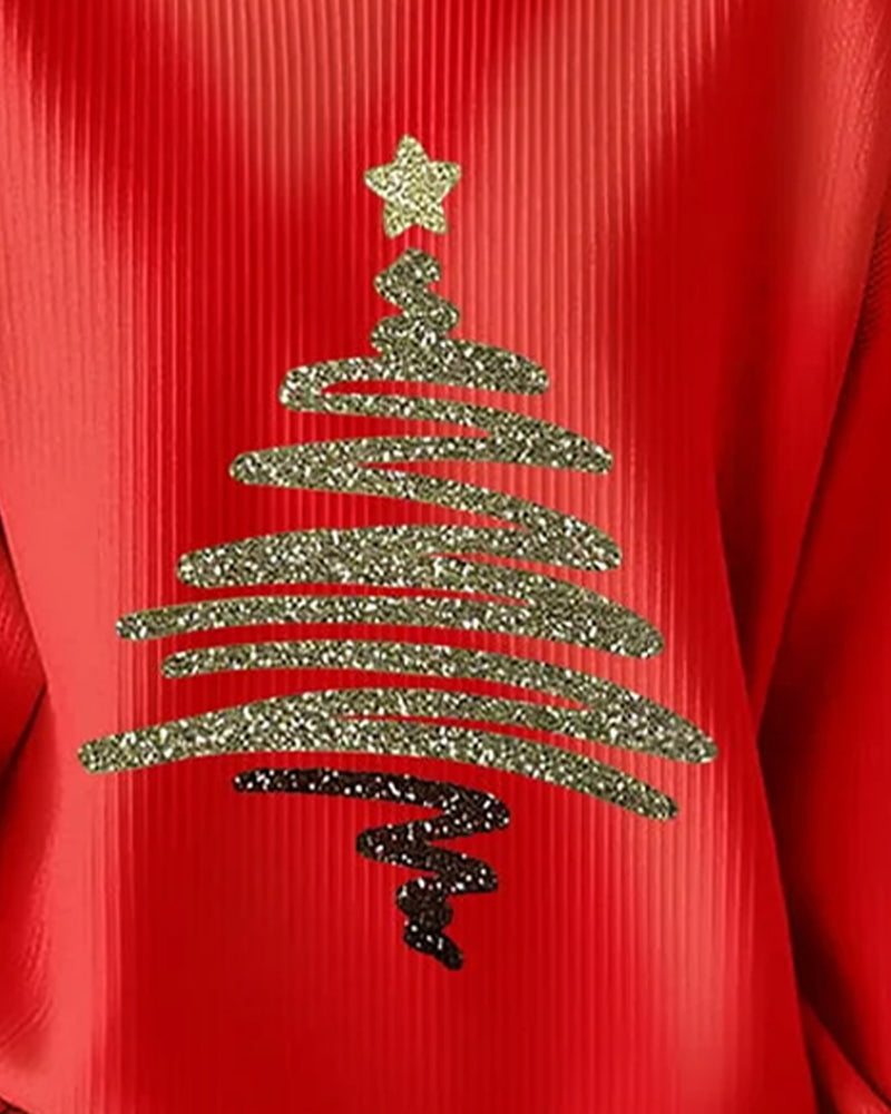 Bluza Luźna Wgłębienia Świąteczny Nadruk