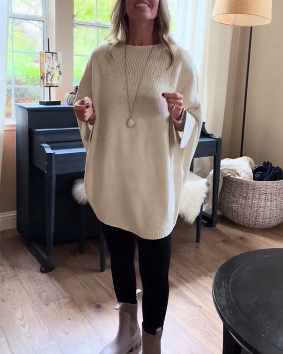 Sweter z rękawem typu nietoperz i okrągłym dekoltem