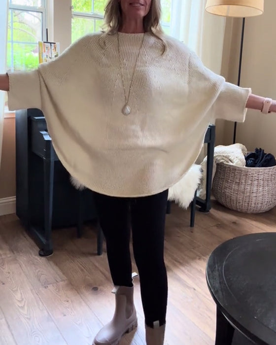 Sweter z rękawem typu nietoperz i okrągłym dekoltem