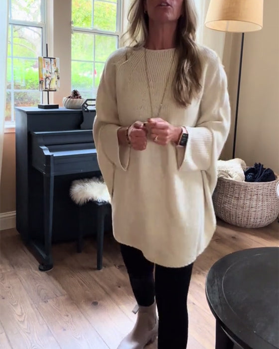 Sweter z rękawem typu nietoperz i okrągłym dekoltem