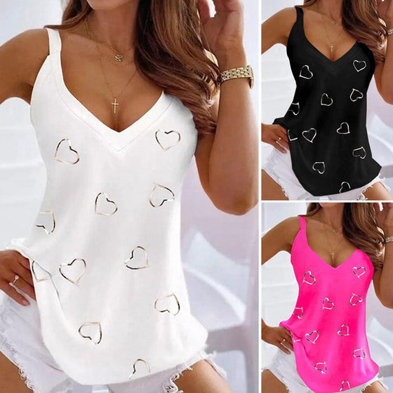 Koszulka bez rękawów z nadrukiem serca