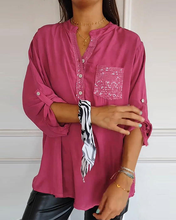 Cekinowa luźna swobodna bluzka