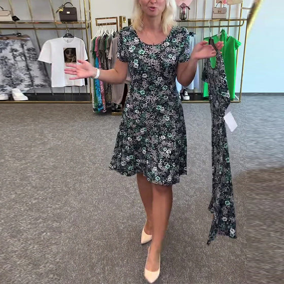 Sukienka Elegancka Wysmukła Talia Drukowana