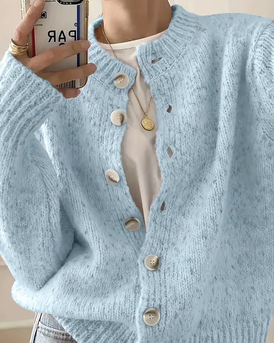 Wygodny Sweter-Kardigan w Jednym Kolorze