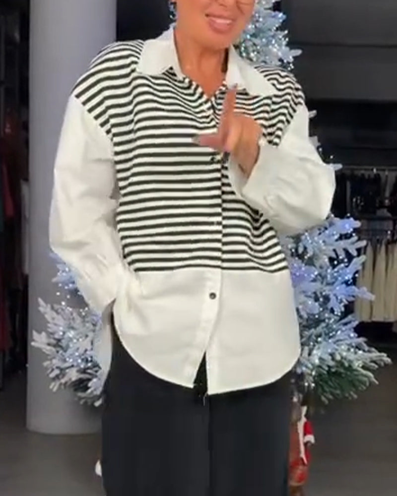 Koszula W Paski Kołnierzyk Na Guziki