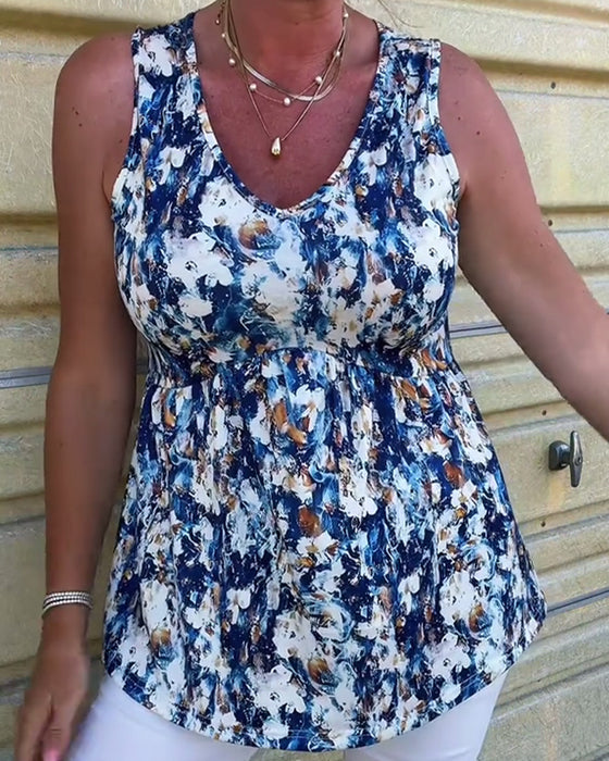 Top Seksowny Wzorzysty Bez Rękawów