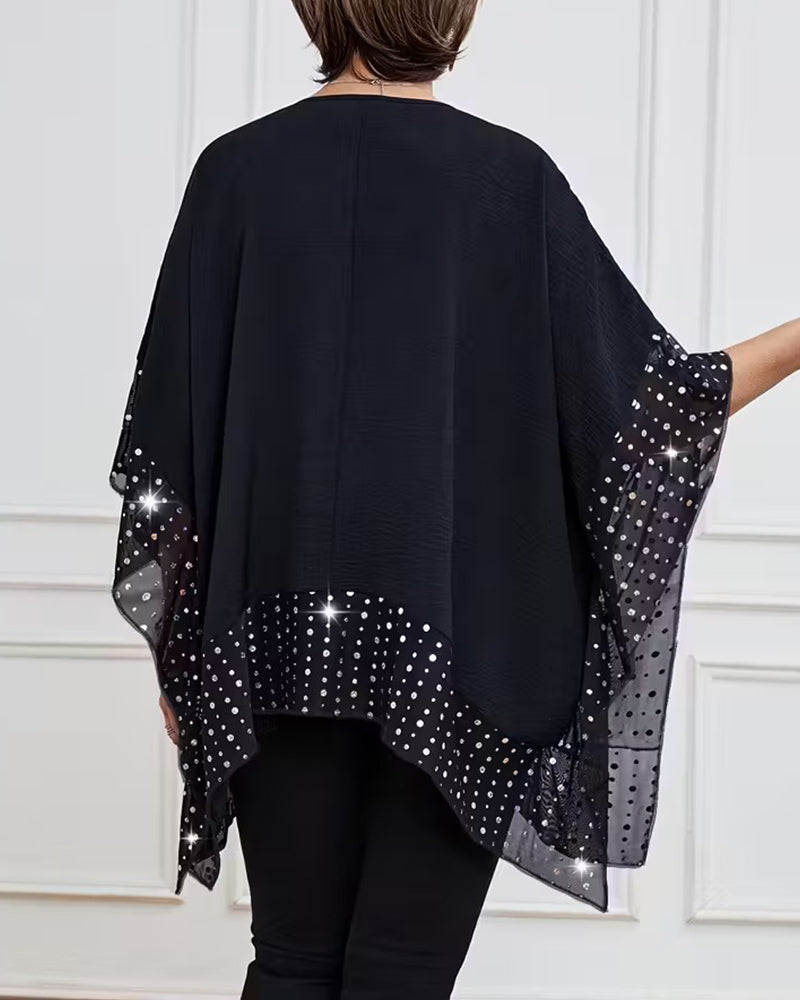 Top Modny Rękaw Nietoperzowy Luźny