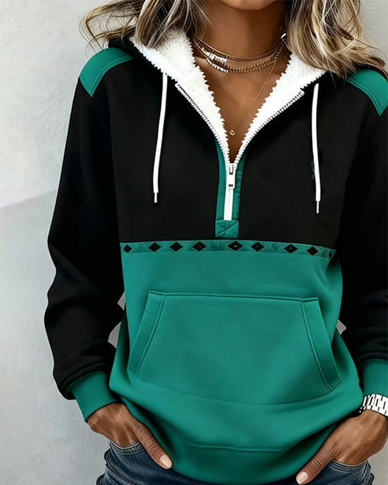 Hoodie Kaptur Zamek Błyskawiczny Wyściełany Polar