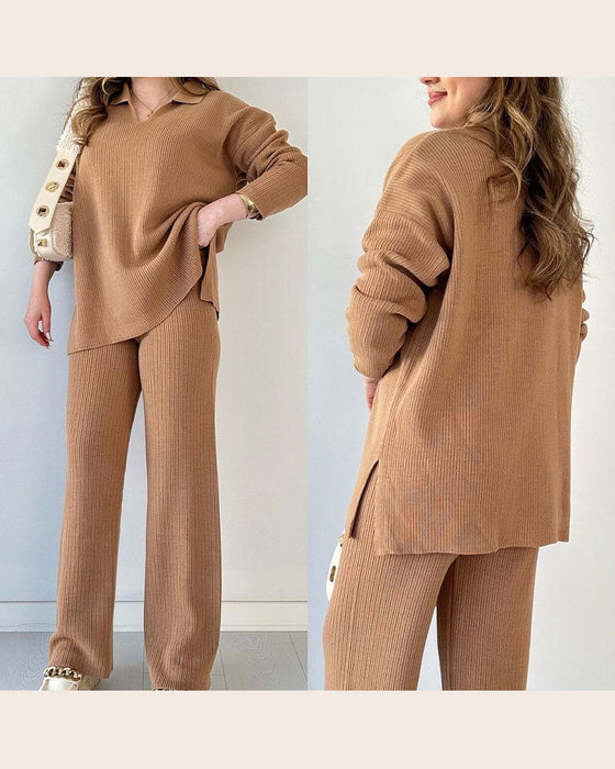 Udobie Dwuczęściowe Z Cechami Jednolitego Koloru I Tkaniny Tknętej