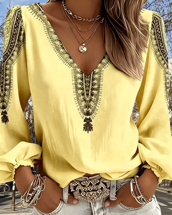 Bluzka Rękaw Bufiasty Boho
