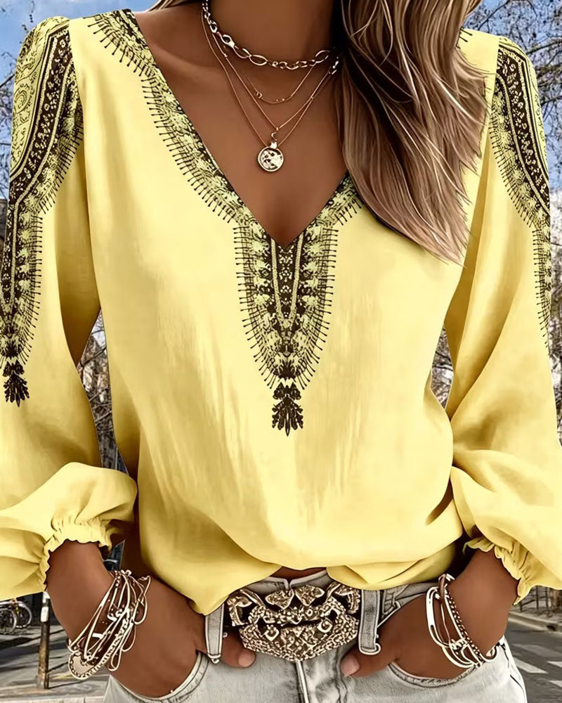 Bluzka Rękaw Bufiasty Boho