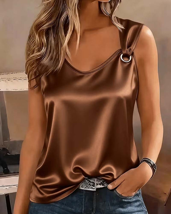 Satyna Metalowy Pierścień Tank Top