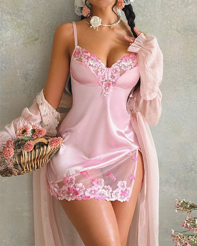 Nocna Koszula Haftowana Bez Tyłu Body