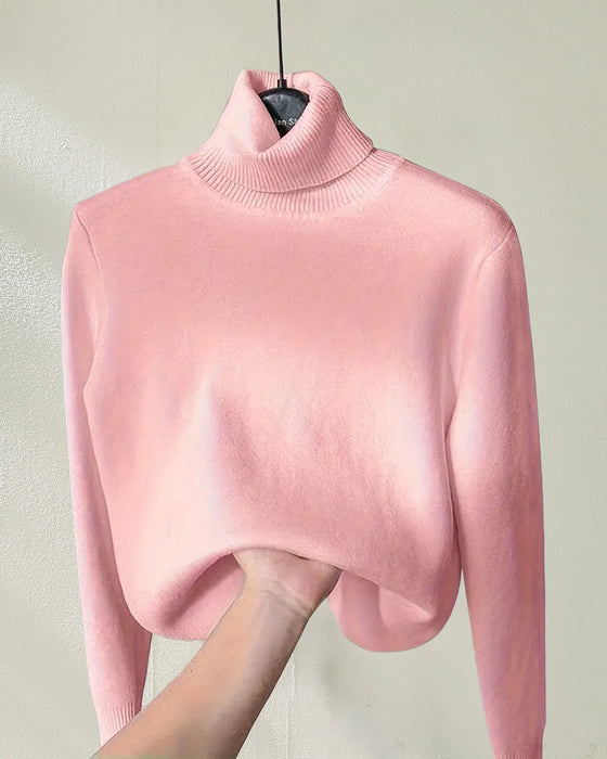 Grubszy sweter w jednolitym kolorze z długim rękawem