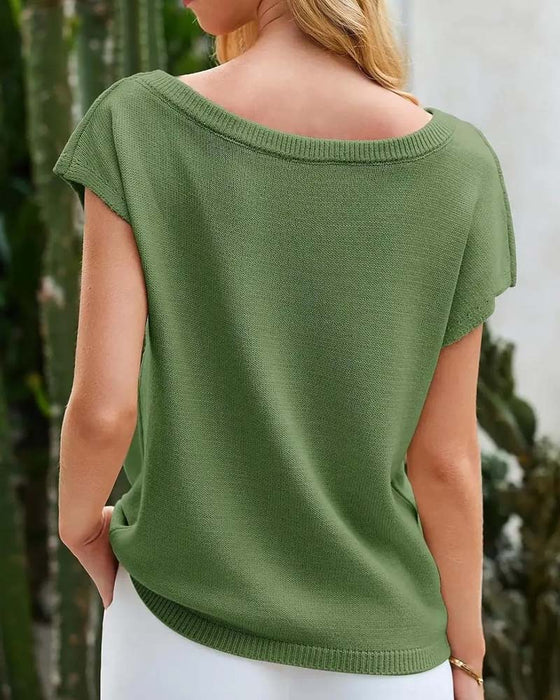 Sweter Off-Ramię Krótki Rękaw