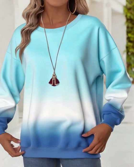 Bluza casualowa z okrągłym dekoltem i gradientem