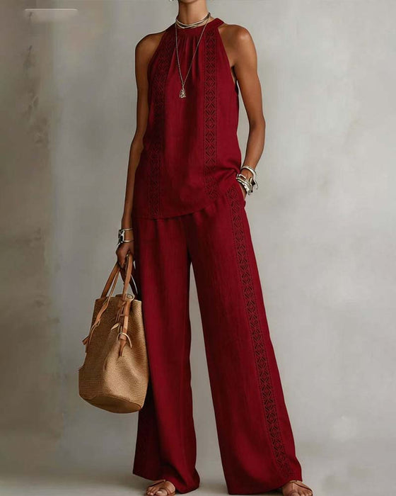 Dwuczęściowy Zestaw Hollow Out Halter