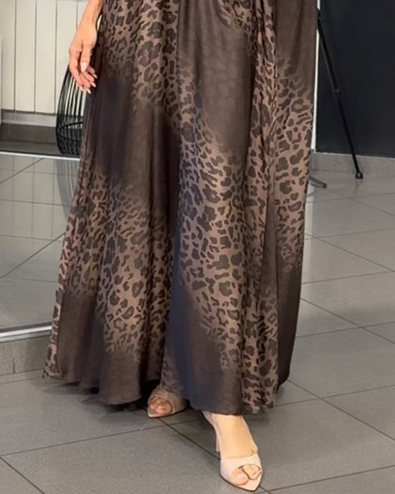 Sukienka Gradient V-Neck Leopard Print