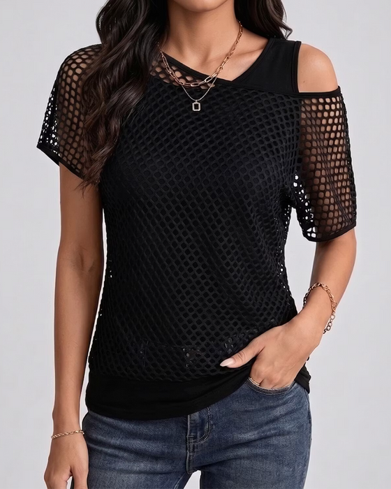 Set Mesh Off-Shoulder Dopasowany Tank