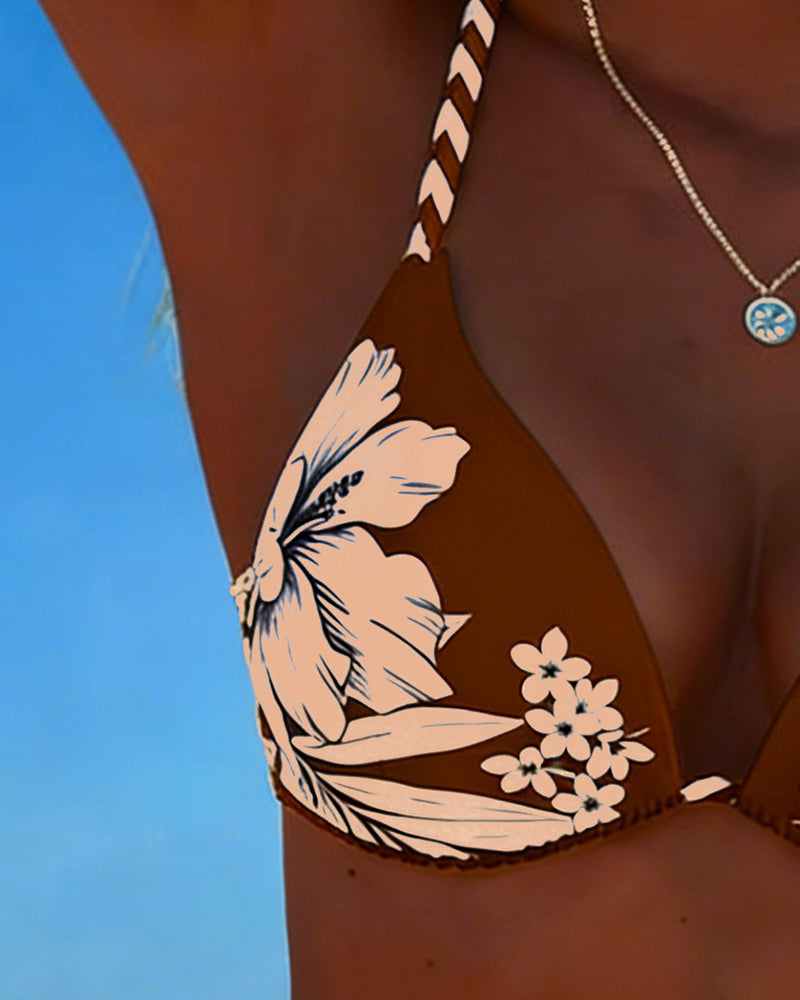Bikini Prosty Seksowny Halter Dekolt