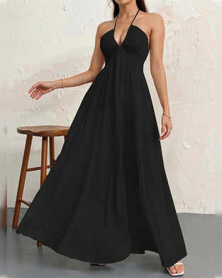 Sukienka Moda Gładki Halter