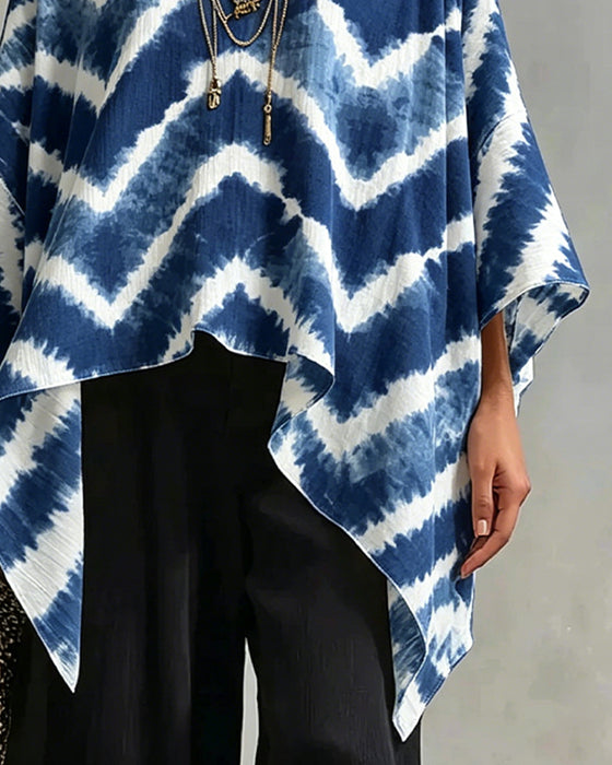 Bluzy V-Szyja Blok Koloru Patchwork Nietoperz