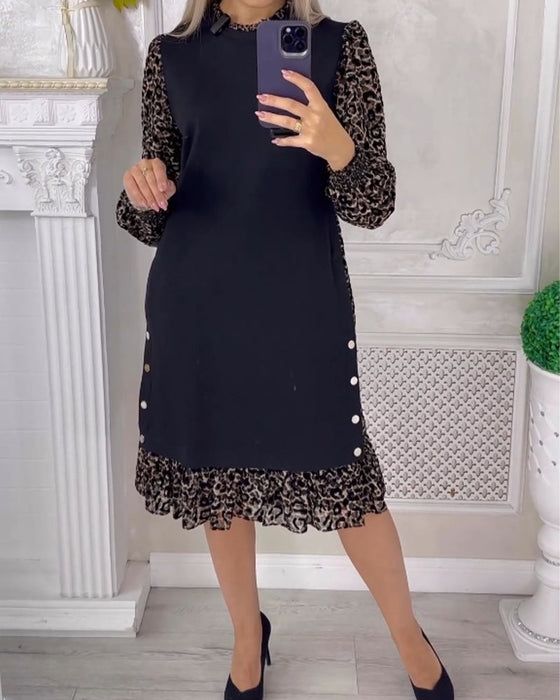 Elegancka sukienka o kroju A z blokiem kolorów