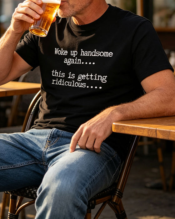 Męski T-Shirt Litera Nadruk Okrągły Dekolt