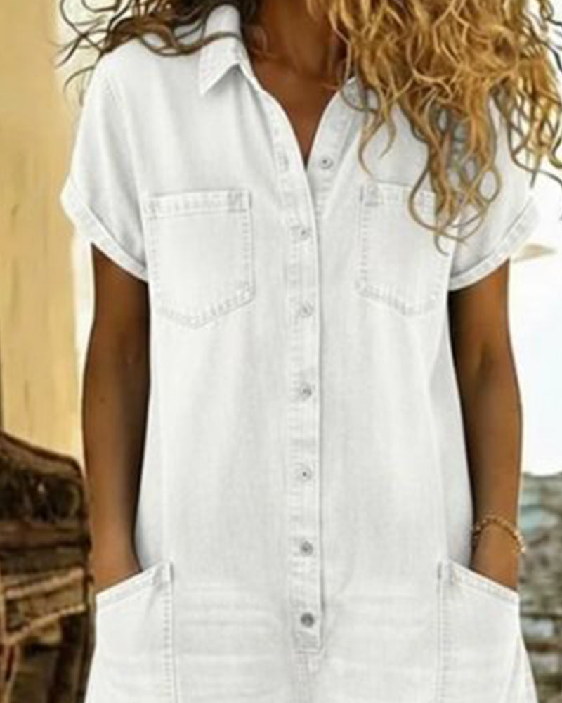 Kombinezon Krótki Rękaw Denim