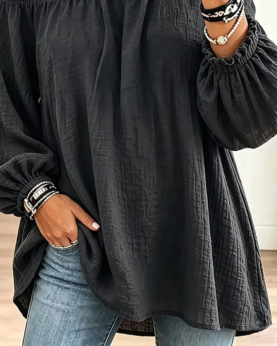 Top Off-Shoulder Luźny Jednolity Kolor