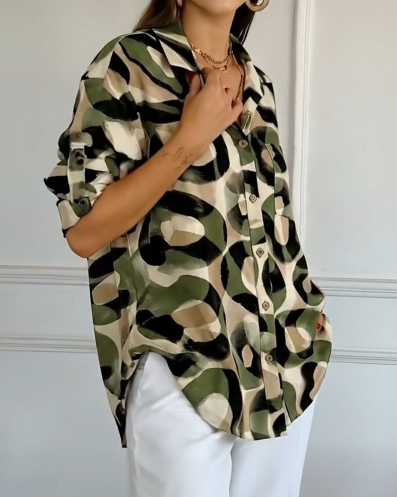 Koszula Z Nadrukiem Koła Luźny Krój