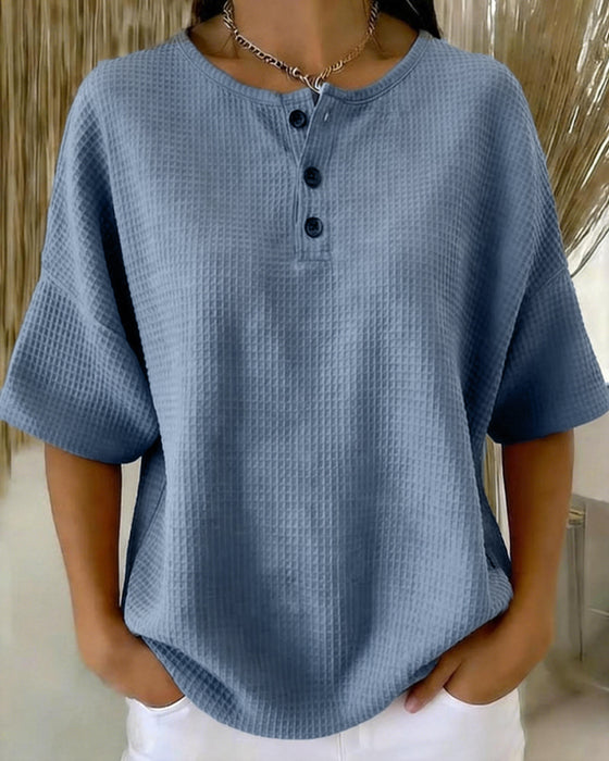 Top Gofrowy Luźny Casual