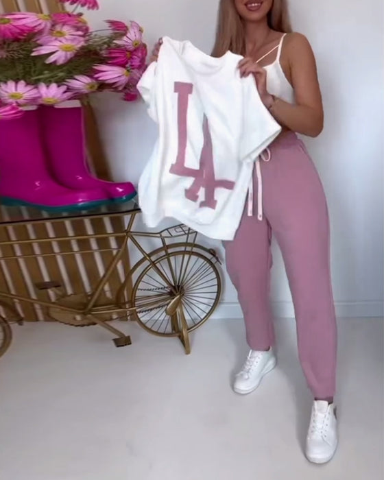 Ustaw Casual Letter Print Sports